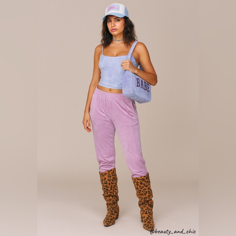 Generation Love Joggers Womens XS Lilac Ivy Velour Lounge Pants Y2K Chic Bold